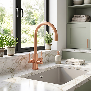 Bower Brushed Copper 3-in-1 Water Purifier Tap (incl. System with Plastic Tank)