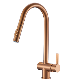 Bower Satin Copper Single Lever Kitchen Tap with Pull Out Spray