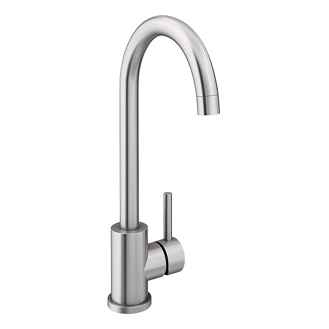 Bower Ontario C-Spout Single Lever Kitchen Sink Mixer - Brushed Stainless Steel