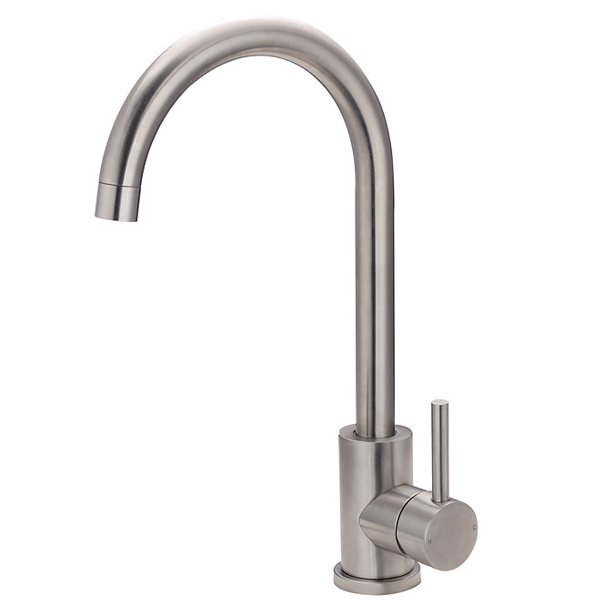 Bower Ontario C-Spout Single Lever Kitchen Sink Mixer - Brushed Stainless Steel
