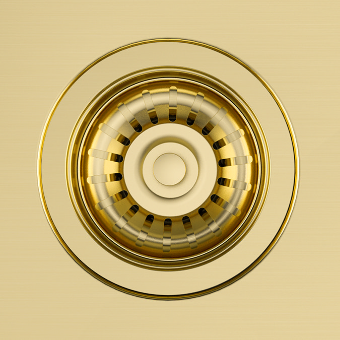 Bower Ceramic 1.5 Bowl Kitchen Sink & Traditional Pull-Out Kitchen Tap - Brushed Brass