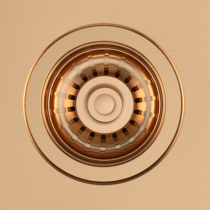 Bower Ceramic 1.5 Bowl Kitchen Sink & Traditional Pull-Out Kitchen Tap - Brushed Copper