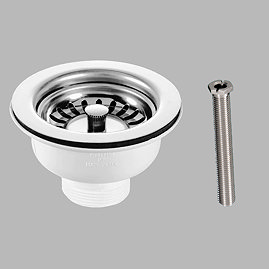Bower Chrome Basket Strainer Belfast Kitchen Sink Waste with Ferrule 90mm Extended Waste Bolt