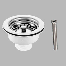 Bower Chrome Basket Strainer Belfast Kitchen Sink Waste with Ferrule 90mm Extended Waste Bolt