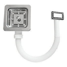 Bower Chrome Square Basket Strainer Kitchen Sink Waste with Overflow