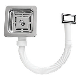 Bower Chrome Square Basket Strainer Kitchen Sink Waste with Overflow