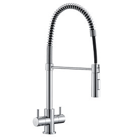 Bower Chrome Twin Handle Flexi Spray Kitchen Tap