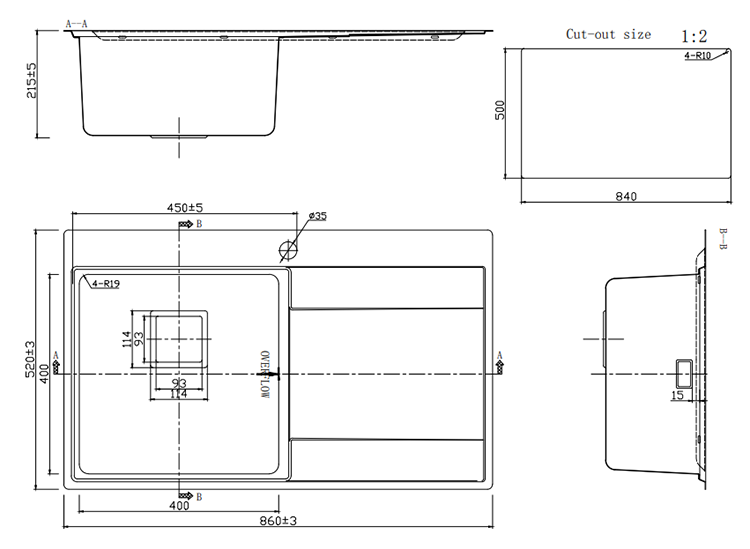 Bower Designer+ 860 x 520mm Stainless Steel 1.0 Bowl Kitchen Sink