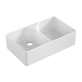 Bower Double Bowl Belfast White Ceramic Kitchen Sink - W795 x D490mm