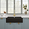 Bower Double Bowl Matt Black Ceramic Belfast Sink with Full Weir 795 x 500 x 220mm