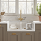 Bower Double Bowl White Ceramic Belfast Sink with Full Weir 795 x 500 x 220mm