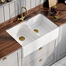 Bower Double Bowl White Ceramic Belfast Sink with Stepped Weir 795 x 500 x 220mm