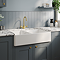 Bower Double Bowl White Ceramic Belfast Sink with Stepped Weir 895 x 550 x 220mm