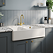 Bower Double Bowl White Ceramic Belfast Sink with Stepped Weir & Overflow 895 x 550 x 220mm