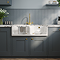 Bower Double Bowl White Ceramic Belfast Sink with Stepped Weir & Overflow 895 x 550 x 220mm
