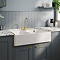Bower Double Bowl White Ceramic Belfast Sink with Stepped Weir, Overflow & Tap Hole 895 x 550 x 220mm