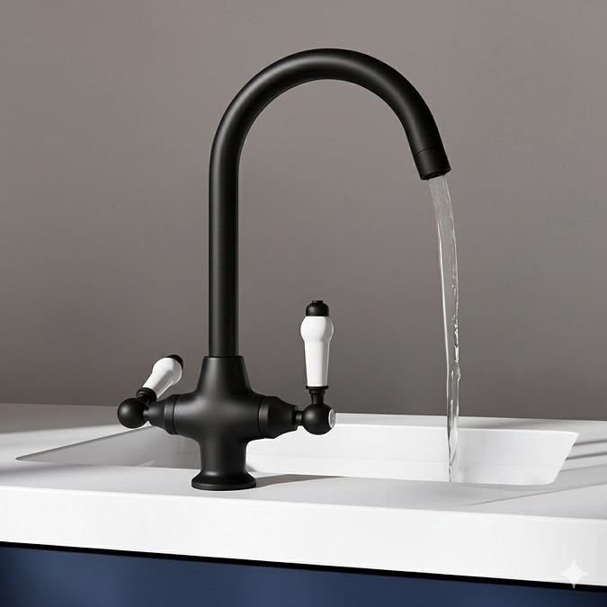 Bower Dual-Lever Traditional Kitchen Tap Matt Black