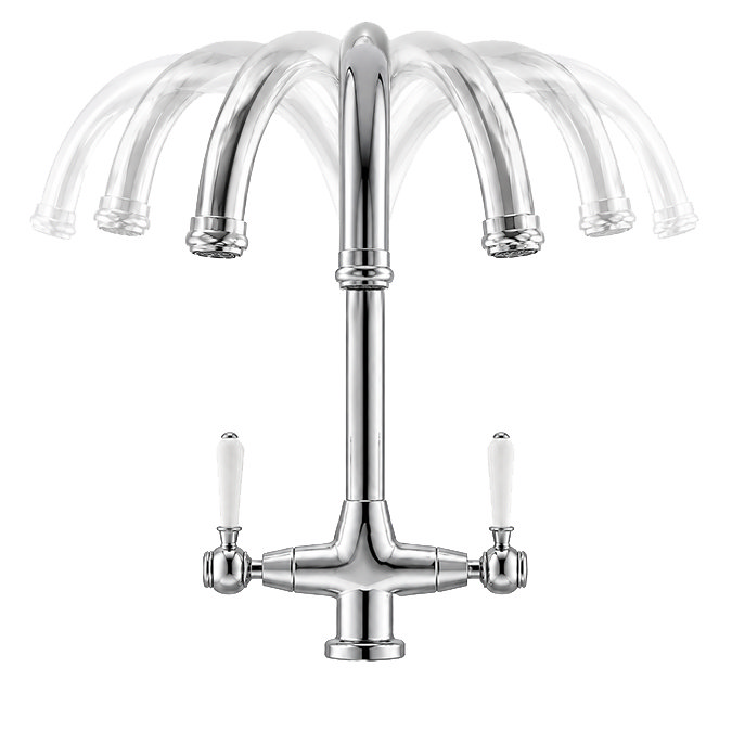 Bower Traditional Chrome Dual-Lever Kitchen Tap with Pull-Out Rinse