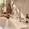 Bower Traditional Chrome Dual-Lever Kitchen Tap with Pull-Out Rinse
