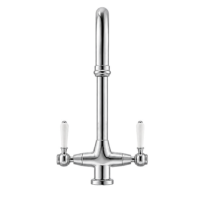Bower Traditional Chrome Dual-Lever Kitchen Tap with Pull-Out Rinse