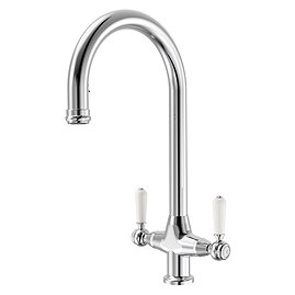 Bower Dual-Lever Traditional Kitchen Tap with Pull-Out Rinse - Chrome