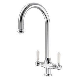 Bower Dual-Lever Traditional Kitchen Tap with Pull-Out Rinse - Chrome