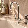 Bower Traditional Chrome Dual-Lever Kitchen Tap with Pull-Out Rinse