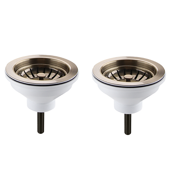 Bower Fireclay Kitchen Bundle - Double Bowl Belfast Sink 795mm, Wastes & Classic Dual Lever Tap - Antique Brass