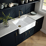 Bower Fireclay Kitchen Bundle - Double Bowl Belfast Sink 795mm, Wastes & Classic Dual Lever Tap - Antique Brass