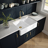 Bower Fireclay Kitchen Bundle - Double Bowl Belfast Sink 795mm, Wastes & Classic Dual Lever Tap - Brushed Brass