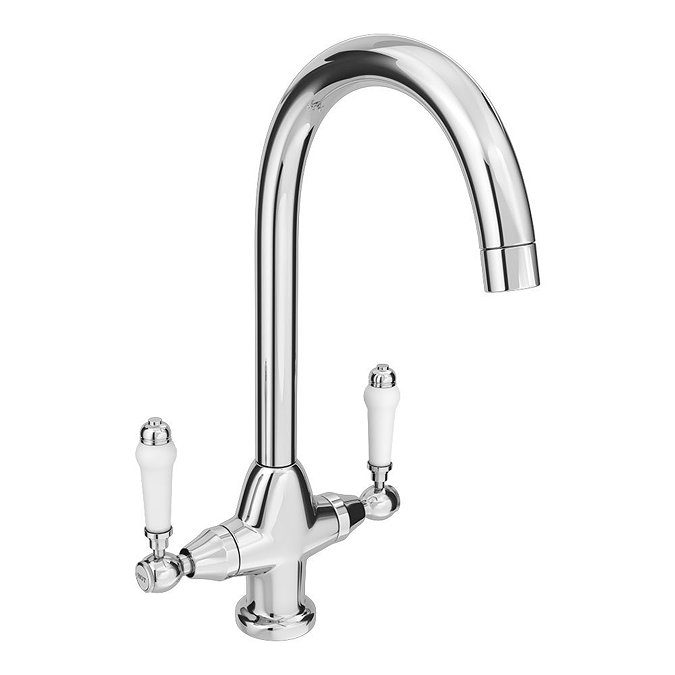 Bower Fireclay Kitchen Bundle - Double Bowl Belfast Sink 795mm, Wastes & Classic Dual Lever Tap - Chrome