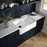 Bower Fireclay Kitchen Bundle - Double Bowl Belfast Sink 795mm, Wastes & Classic Dual Lever Tap - Matt Black
