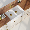 Bower Fluted Double Bowl White Ceramic Belfast Sink with Full Weir & Overflow 795 x 500 x 220mm