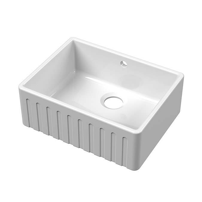 Bower Fluted White Ceramic Belfast Sink with Overflow 595 x 450 x 220mm