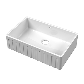 Bower Fluted White Ceramic Belfast Sink with Overflow 795 x 500 x 220mm