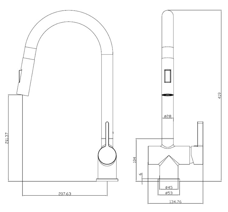 Bower Gunmetal Grey Single Lever Kitchen Tap with Pull Out Spray