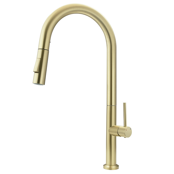 Bower Geneva Kitchen Sink Mixer with Pull-Out Hose and Spray Head - Brushed Brass