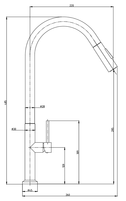 Bower Geneva Kitchen Sink Mixer with Pull-Out Hose and Spray Head - Brushed Stainless Steel