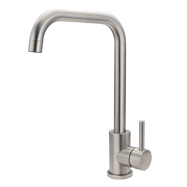 Bower Faro L-Spout Single Lever Kitchen Sink Mixer - Brushed Stainless Steel