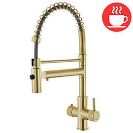 Bower Madrid Directional Spray Instant Boiling Water Lever Tap - Brushed Brass with Boiler & Filter