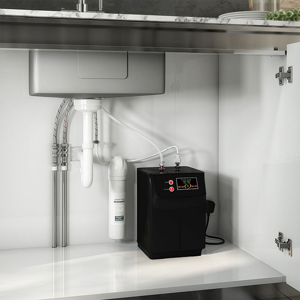Bower Madrid Directional Spray Instant Boiling Water Lever Tap - Matt Black with Boiler & Filter  additional Large Image