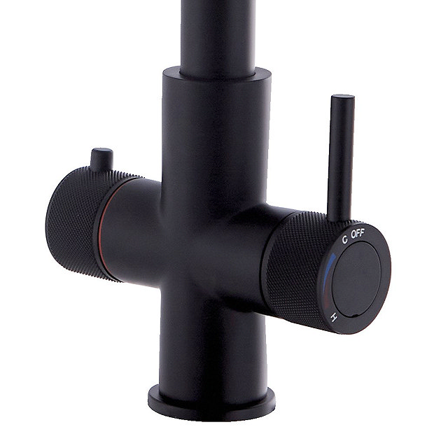 Bower Madrid Directional Spray Instant Boiling Water Lever Tap - Matt Black with Boiler & Filter  In
