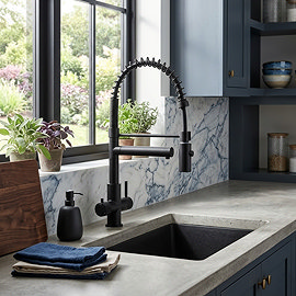 Bower Madrid Directional Spray Instant Boiling Water Lever Tap - Matt Black with Boiler & Filter