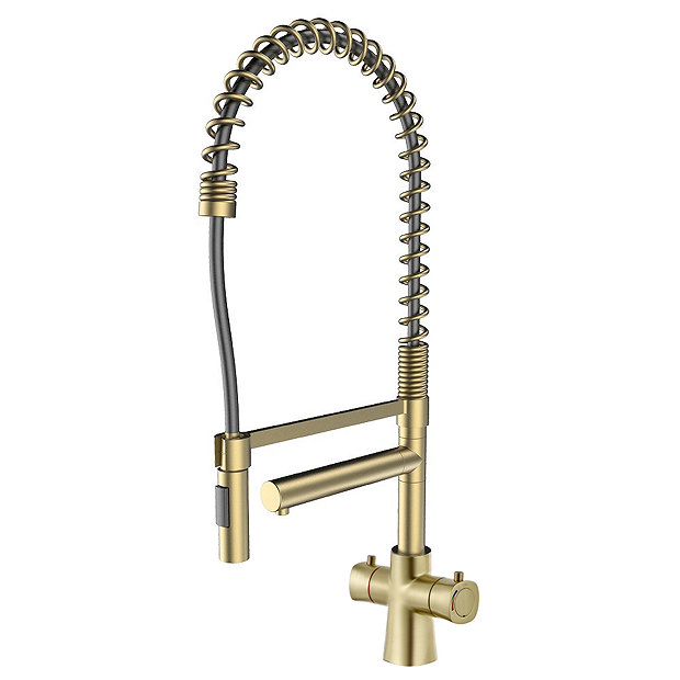 Bower Madrid Directional Spray Instant Boiling Water Tap - Brushed Brass with Boiler & Filter