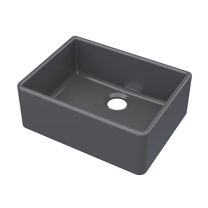 Bower Matt Black Ceramic Belfast Sink with Central Waste 595 x 450 x 220mm