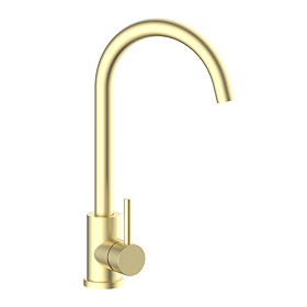 Bower Ontario C-Spout Single Lever Kitchen Sink Mixer - Brushed Brass