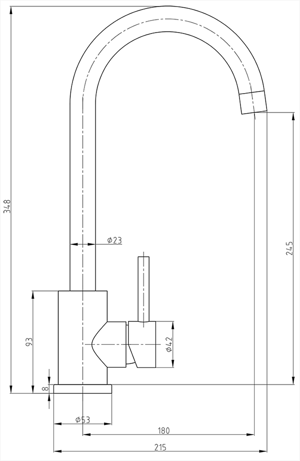 Bower Ontario C-Spout Single Lever Kitchen Sink Mixer - Gunmetal Grey