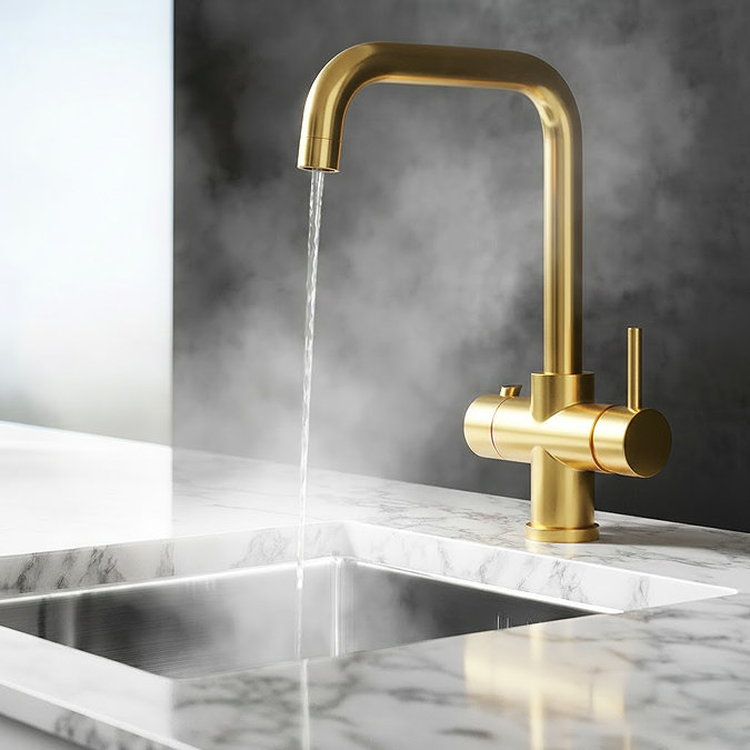 Bower Palma Instant Boiling Water Tap With Boiler & Filter - Brushed Brass