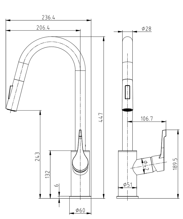 Bower Silvio Single Lever Kitchen Mixer with Pull Out Spray - Chrome