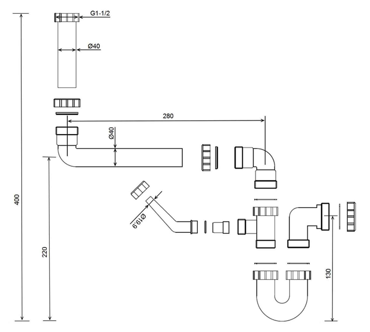 Bower Single Bowl Kitchen Sink Plumbing Kit